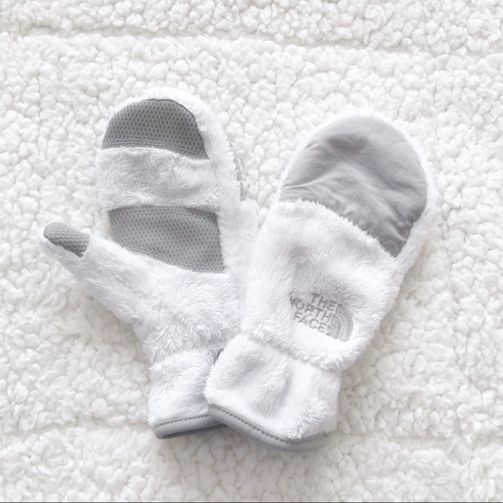 The North Face Kids White and Gray Mittens Girls